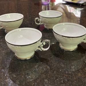 Fine China Japan 3639 SILVER SONATA Footed Tea Cups 4pcs